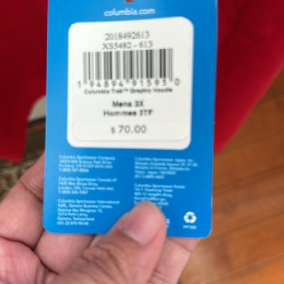 Columbia Men's Trek Graphic Hoodie, Mountain Red/Us Hood Flag, 3X Big brand new - Picture 9 of 9